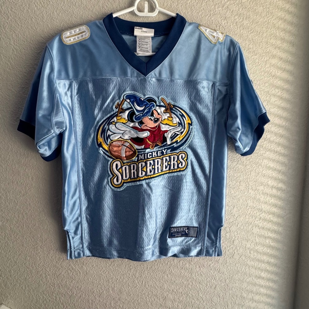 Disneyland Resort Mickey Sorcerers Football Jersey Kids Medium Blue 40 M. Mouse